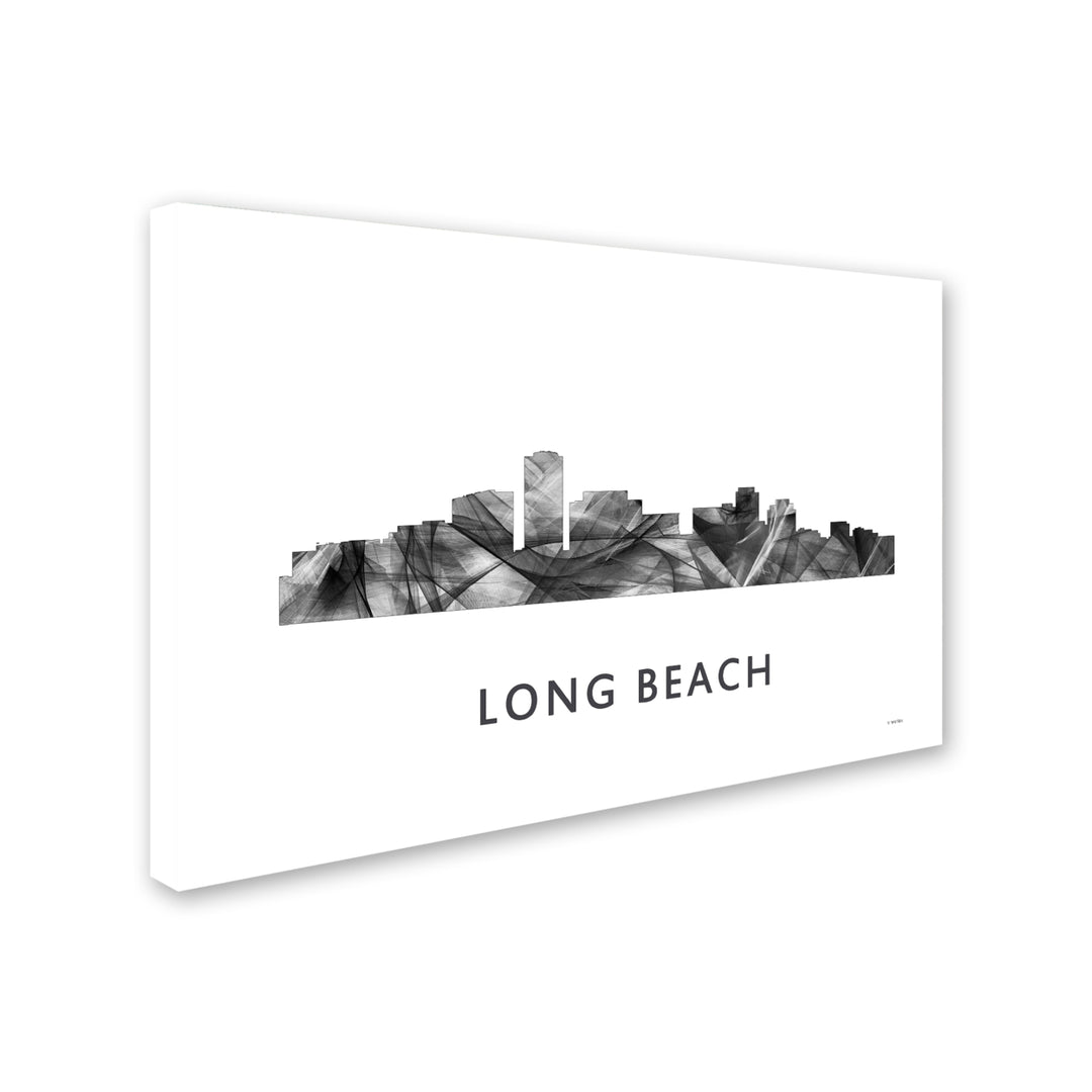 Marlene Watson Long Beach California Skyline WB-BW Canvas Art 16 x 24 Image 2