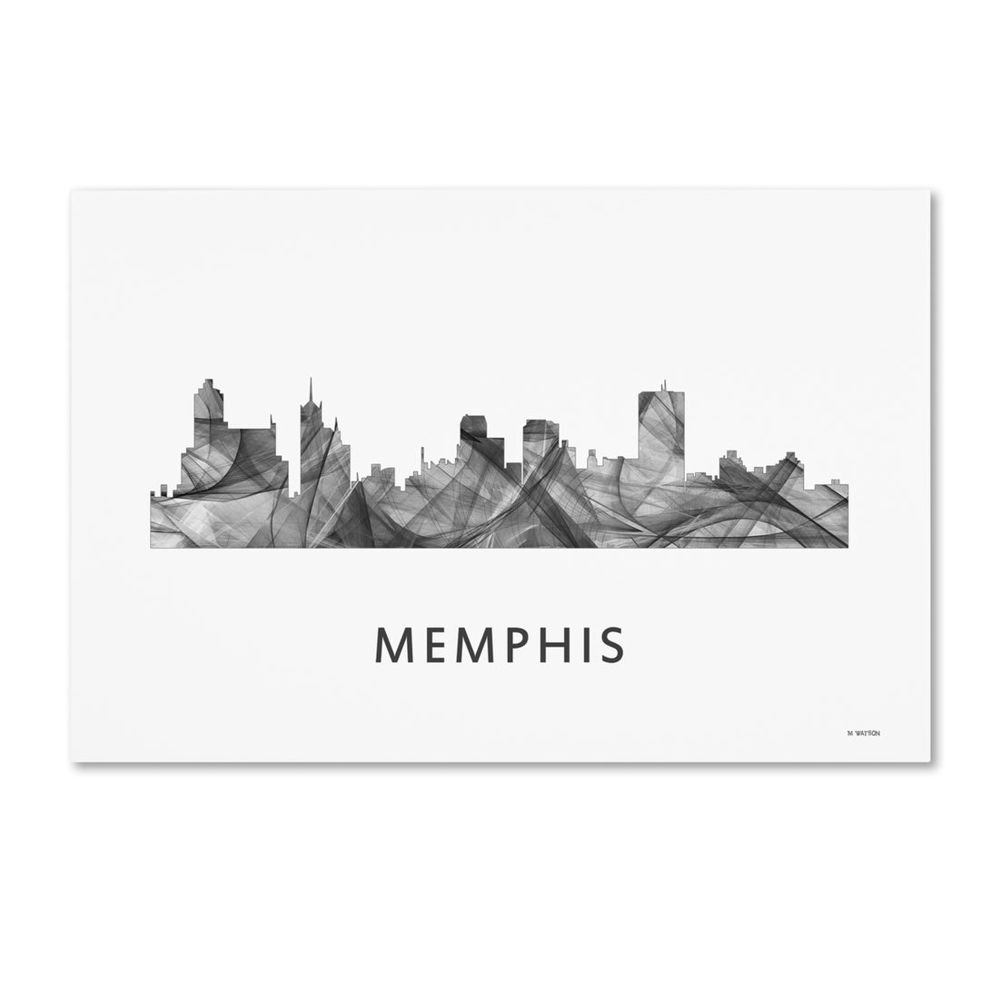 Marlene Watson Memphis Tennessee Skyline WB-BW Canvas Art 16 x 24 Image 1