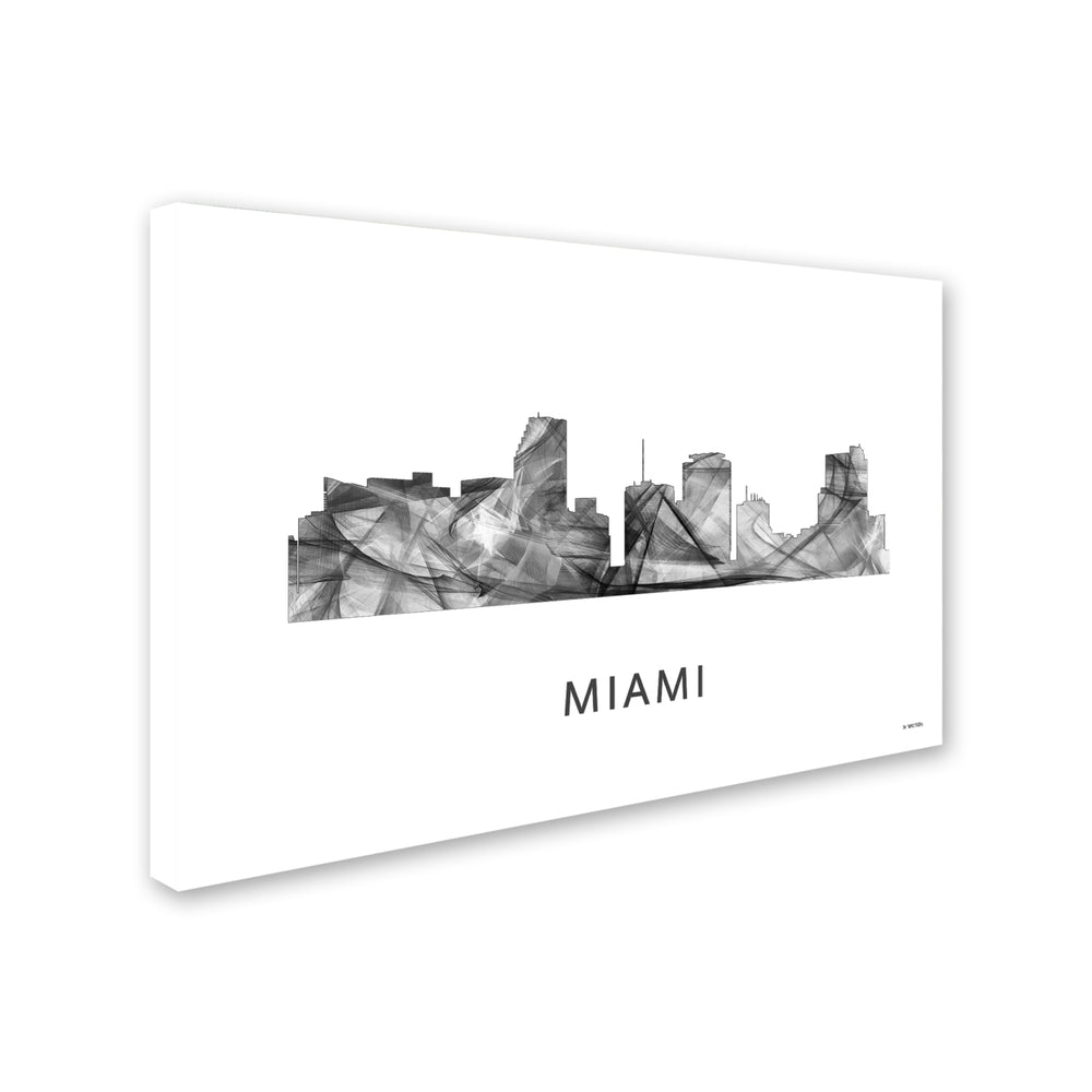 Marlene Watson Miami Florida Skyline WB-BW Canvas Art 16 x 24 Image 2