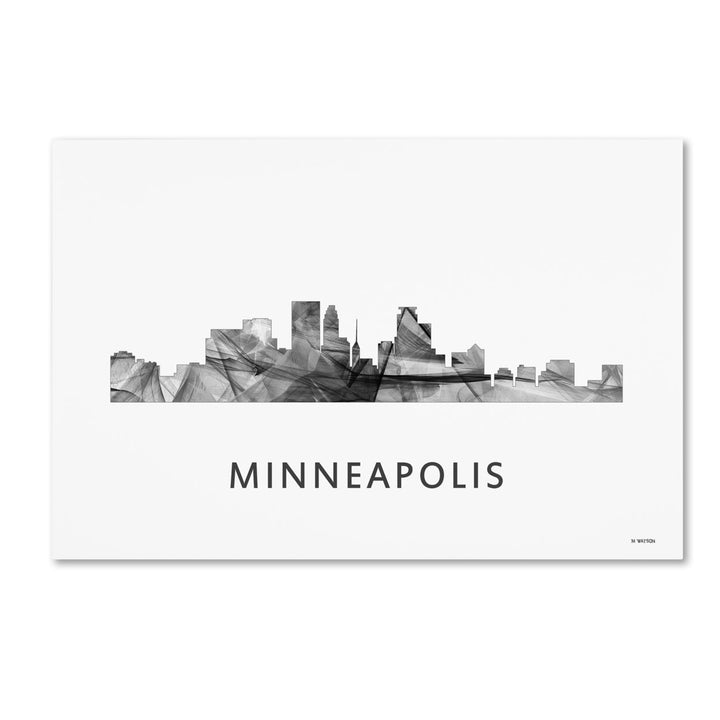 Marlene Watson Minneapolis Minnesota Skyline WB-BW Canvas Art 16 x 24 Image 1