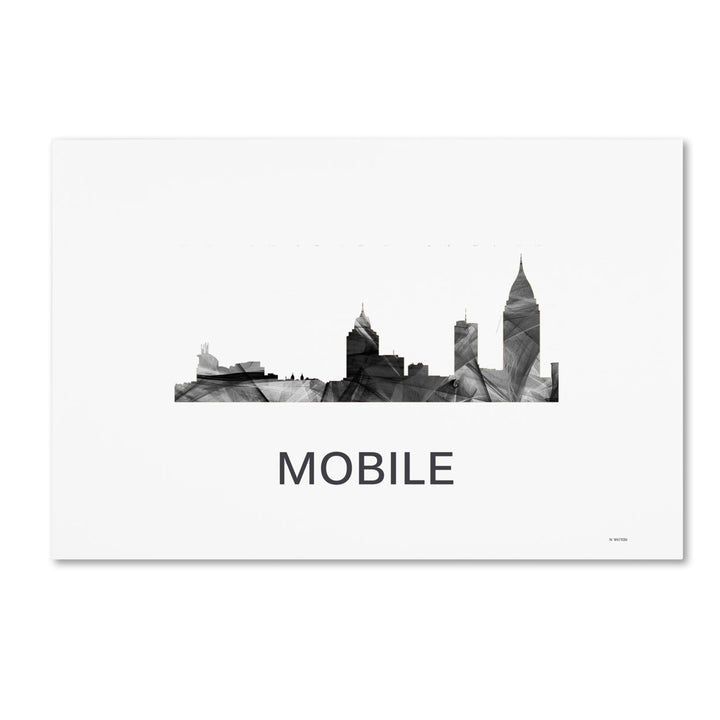 Marlene Watson Mobile Alabama Skyline WB-BW Canvas Art 16 x 24 Image 1