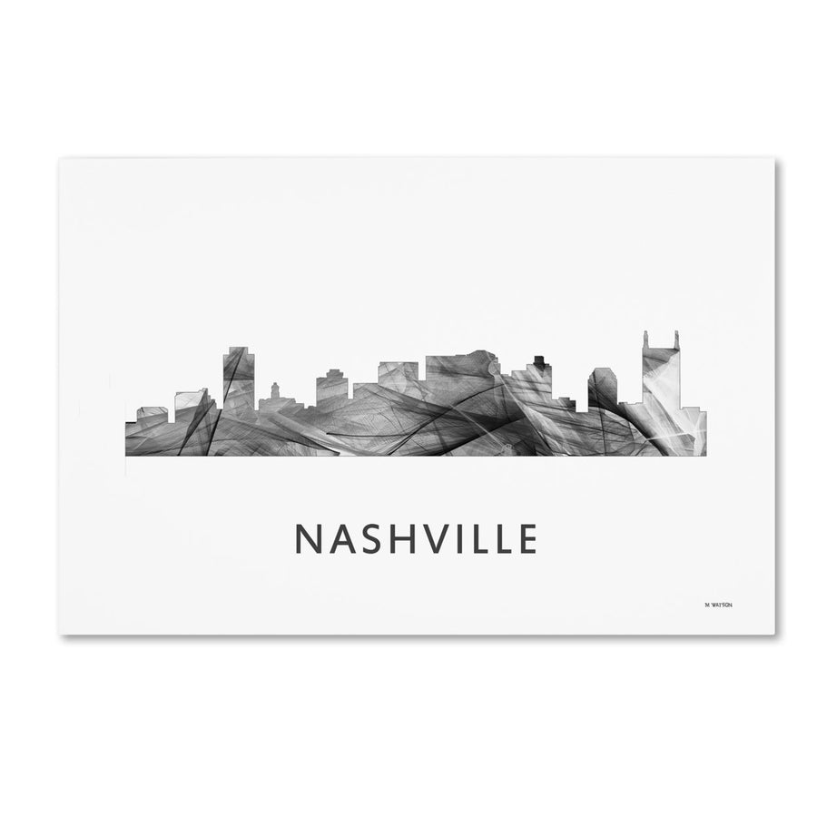 Marlene Watson Nashville Tennessee Skyline WB-BW Canvas Art 16 x 24 Image 1