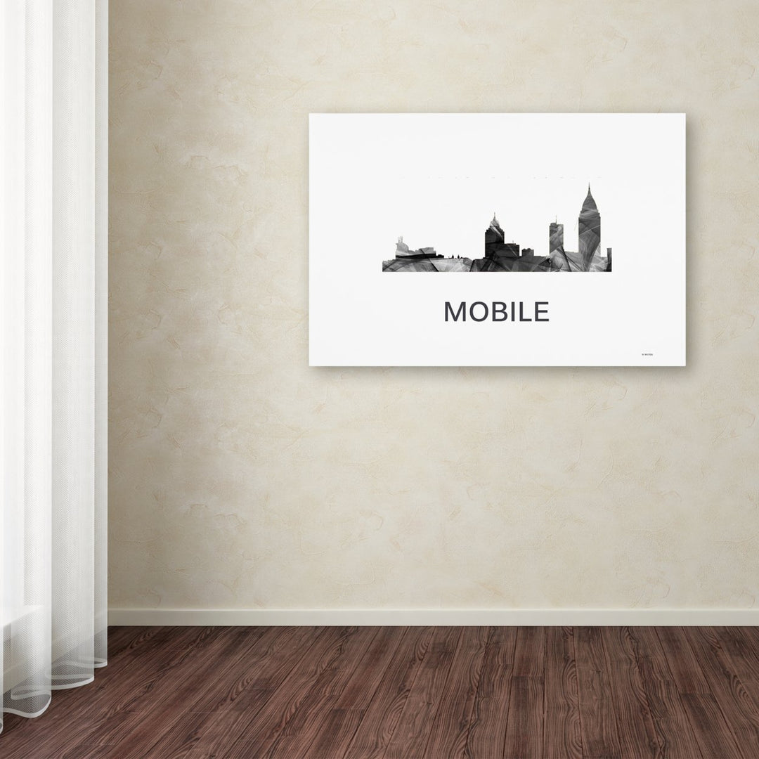 Marlene Watson Mobile Alabama Skyline WB-BW Canvas Art 16 x 24 Image 3