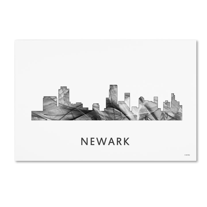 Marlene Watson Newark  Jersey Skyline WB-BW Canvas Art 16 x 24 Image 1