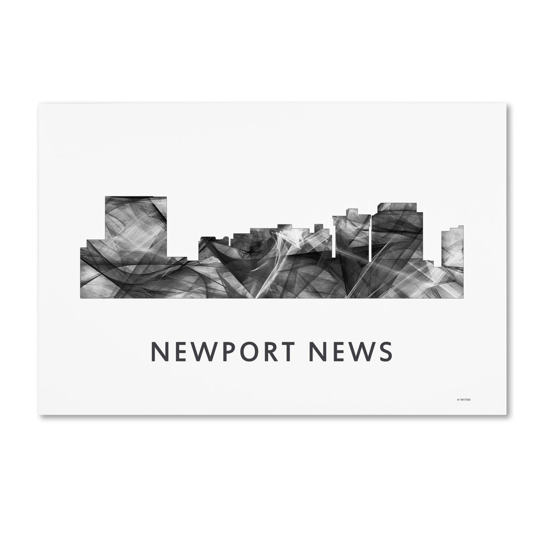 Marlene Watson Newport News Virginia Skyline WB-BW Canvas Art 16 x 24 Image 1