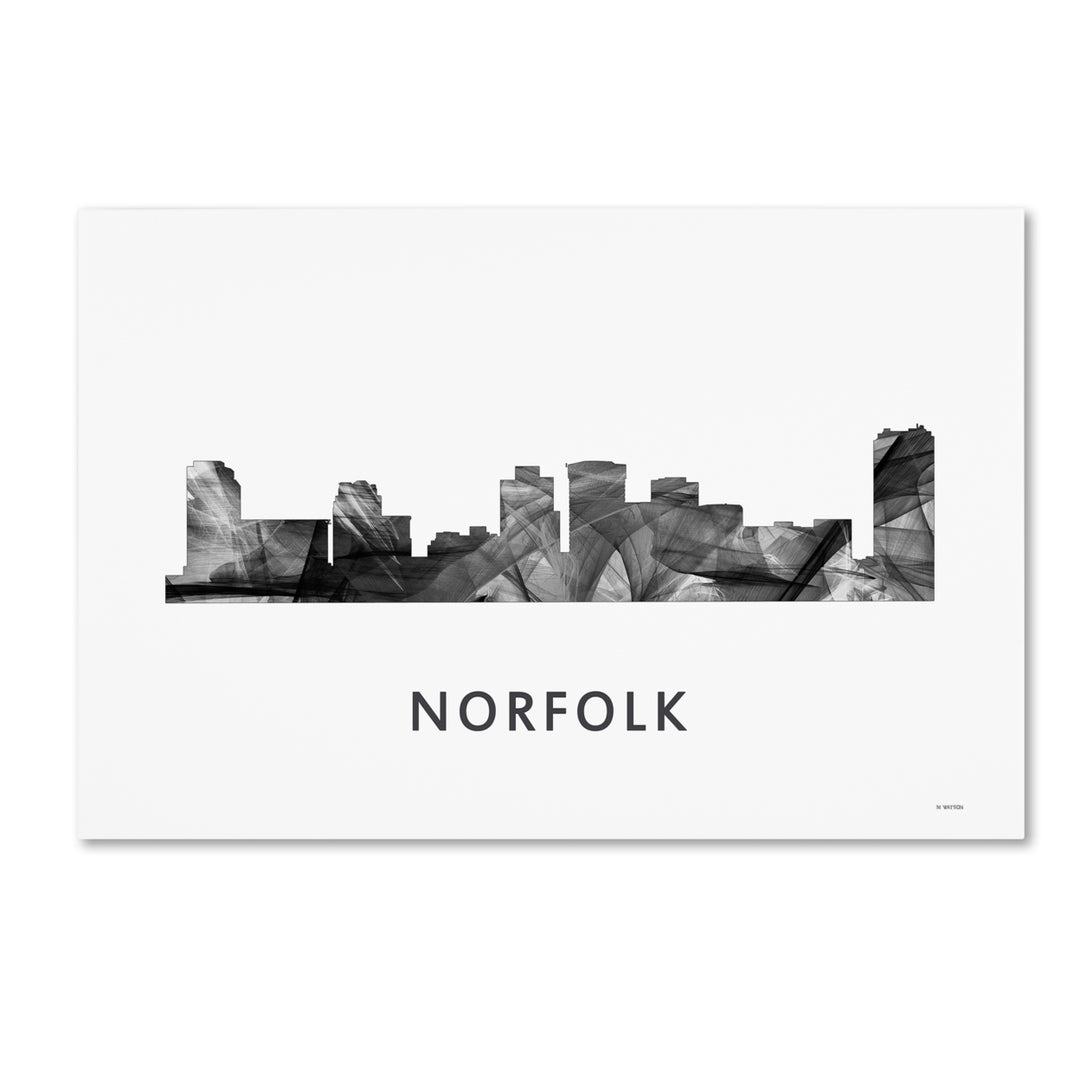 Marlene Watson Norfolk Virginia Skyline WB-BW Canvas Art 16 x 24 Image 1