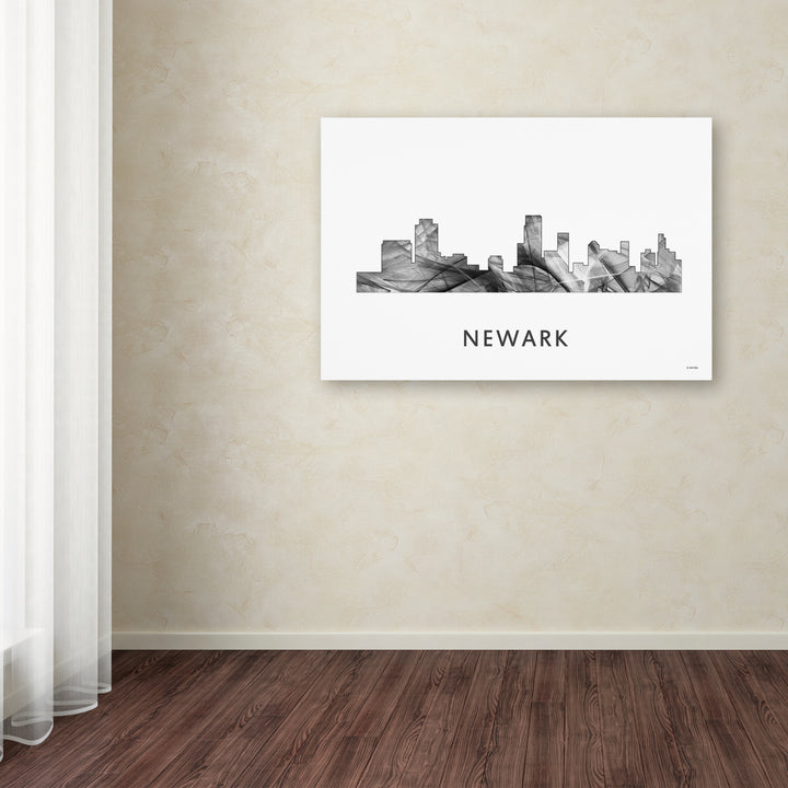 Marlene Watson Newark  Jersey Skyline WB-BW Canvas Art 16 x 24 Image 3