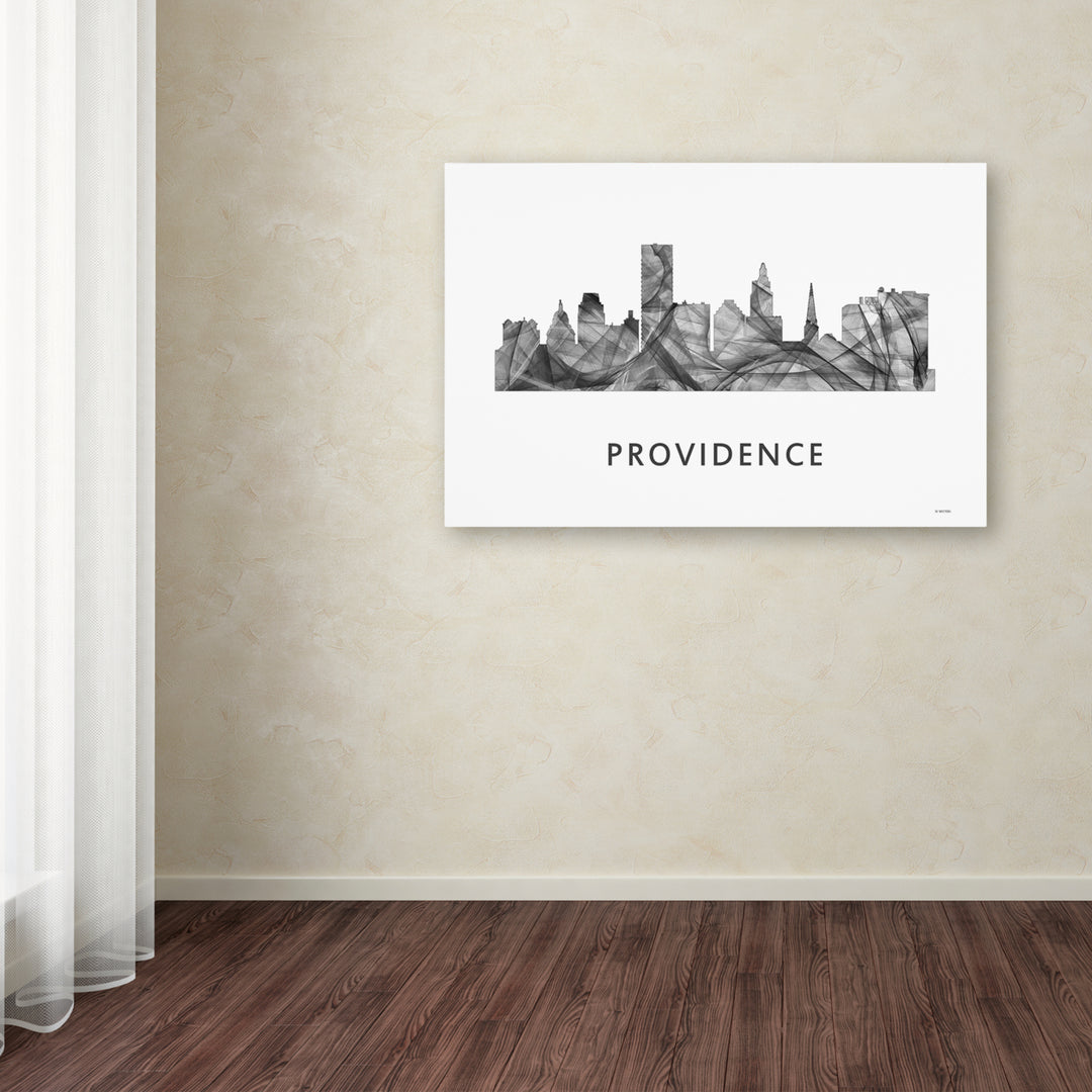 Marlene Watson Providence Rhode Island Skyline WB-BW Canvas Art 16 x 24 Image 3