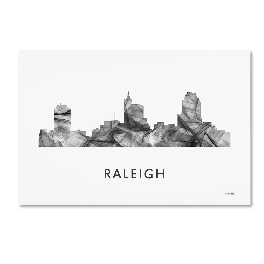 Marlene Watson Raleigh North Carolina Skyline WB-BW Canvas Art 16 x 24 Image 1