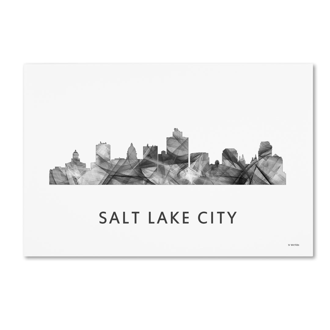 Marlene Watson Salt Lake City Utah Skyline WB-BW Canvas Art 16 x 24 Image 1