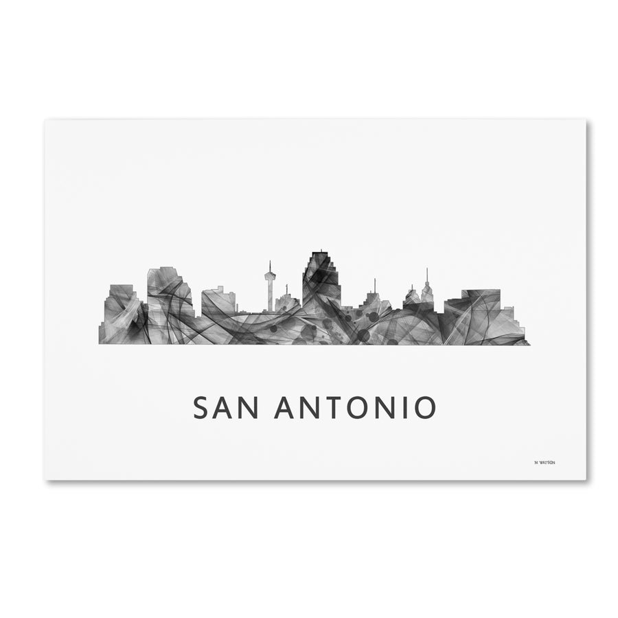 Marlene Watson San Antonio Texas Skyline WB-BW Canvas Art 16 x 24 Image 1