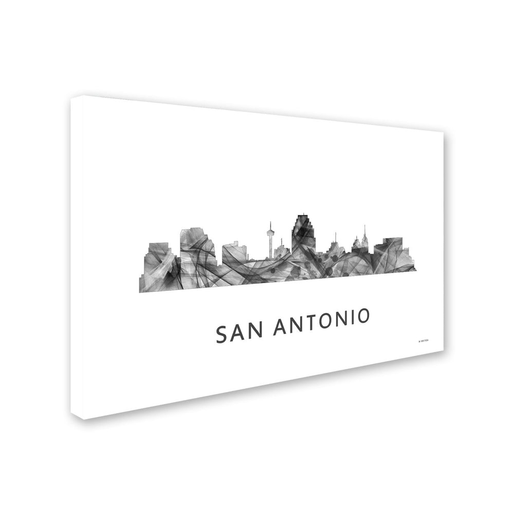 Marlene Watson San Antonio Texas Skyline WB-BW Canvas Art 16 x 24 Image 2