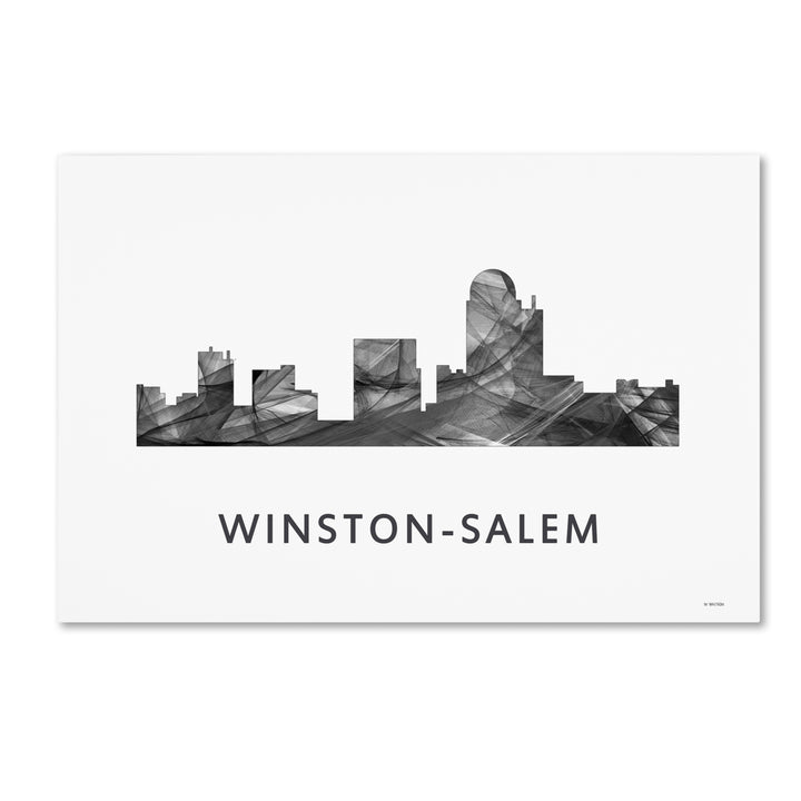 Marlene Watson Winston-Salem NC Skyline WB-BW Canvas Art 16 x 24 Image 1