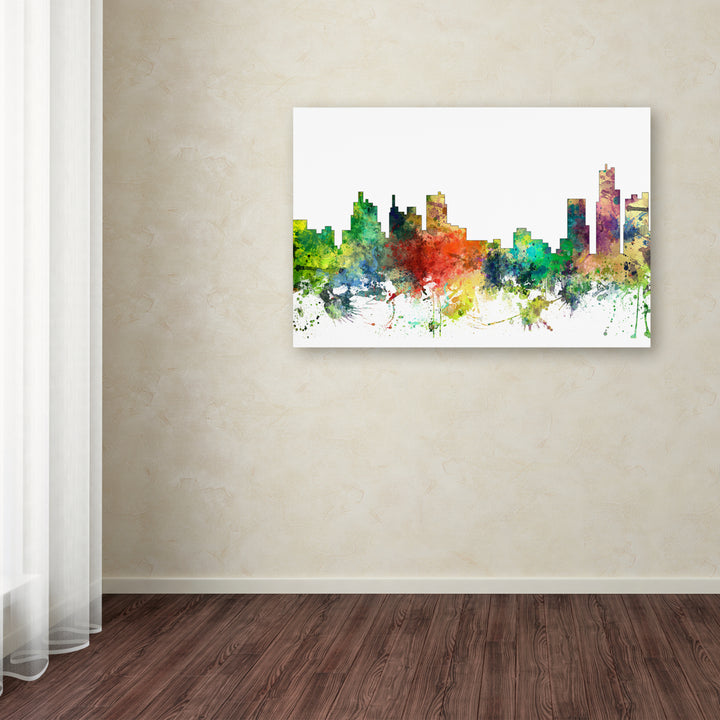 Marlene Watson Detroit Michigan Skyline SP Canvas Art 16 x 24 Image 3