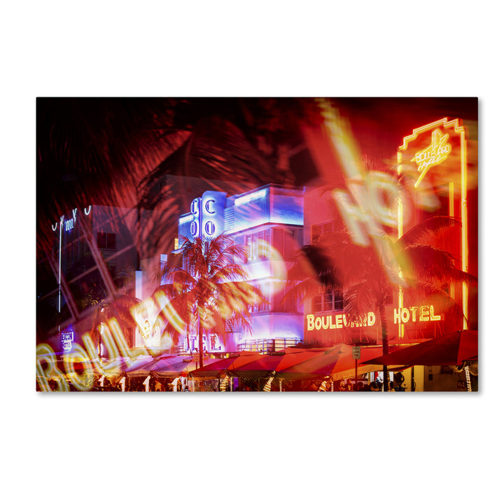 Philippe Hugonnard Spotlight on Miami Beach Canvas Art 16 x 24 Image 1