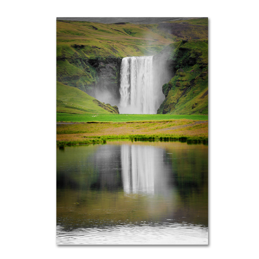 Philippe Sainte-Laudy The Reflection of Skogafoss Canvas Art 16 x 24 Image 1