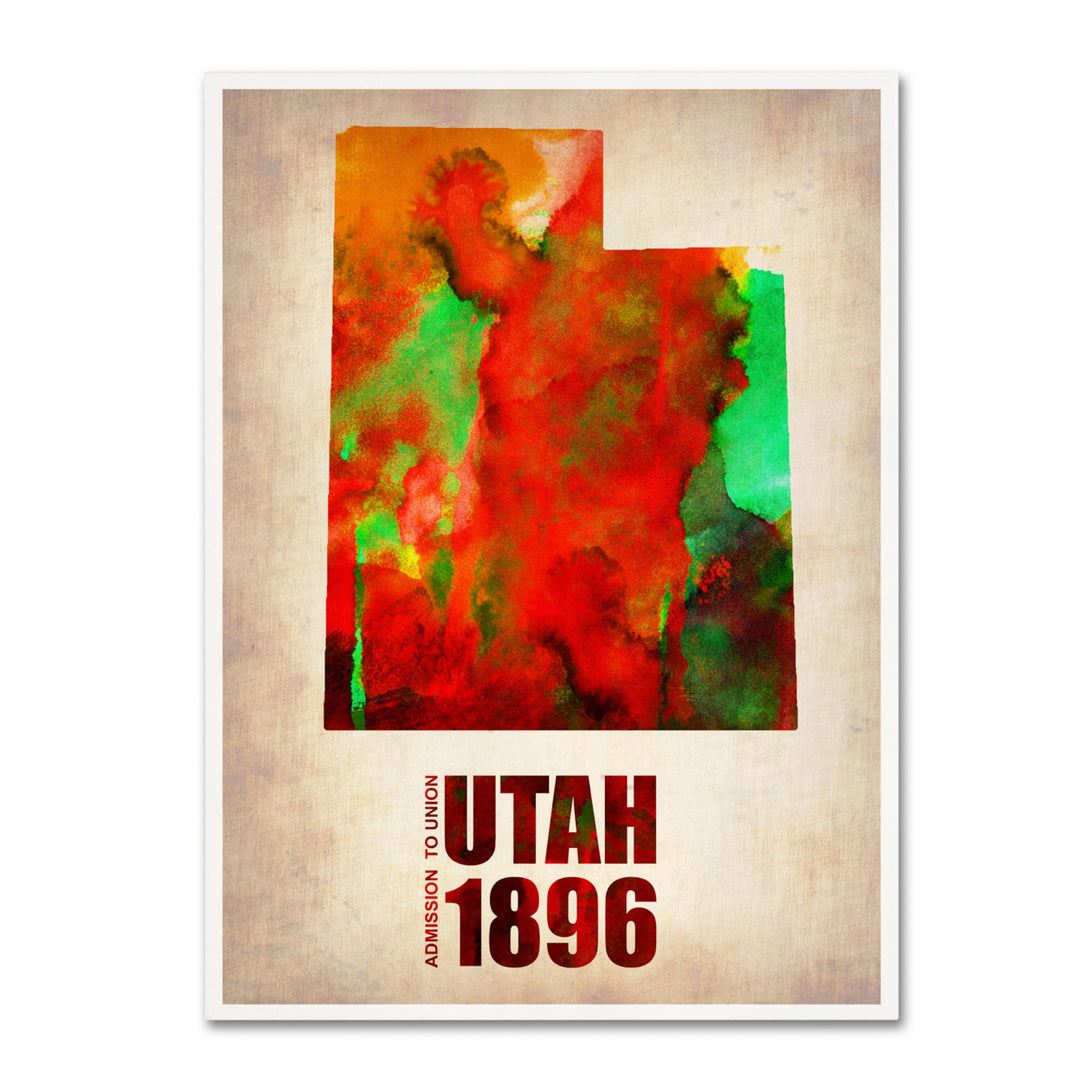 Naxart Utah Watercolor Map Canvas Art 18 x 24 Image 1