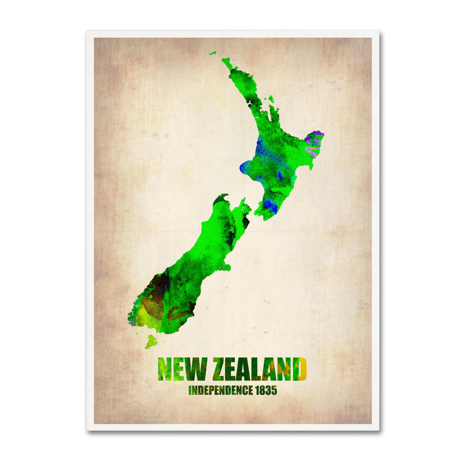 Naxart Zealand Watercolor Map Canvas Art 18 x 24 Image 1