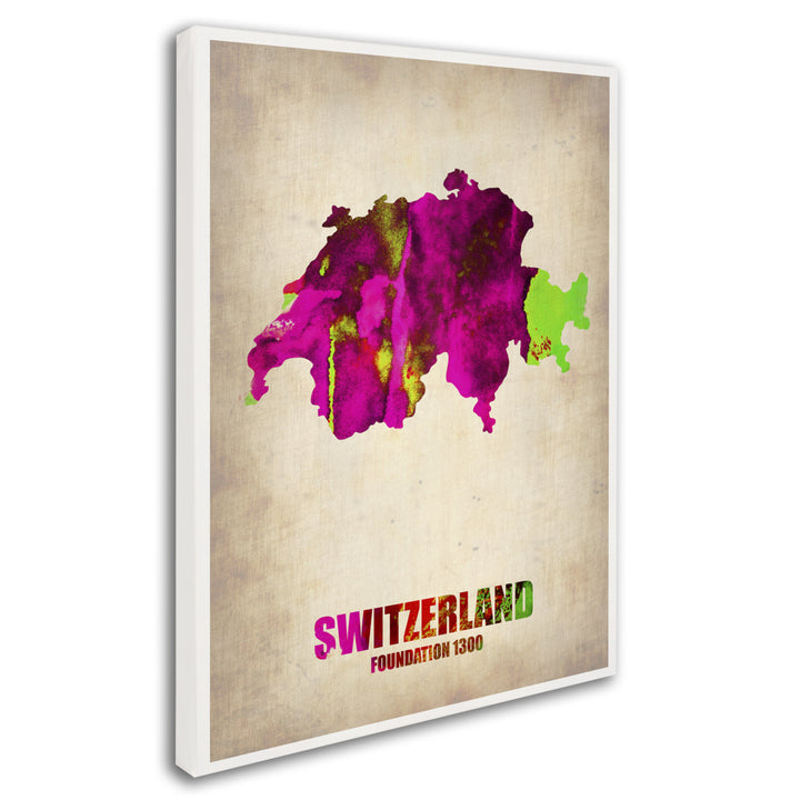 Naxart Switzerland Watercolor Map Canvas Art 18 x 24 Image 2