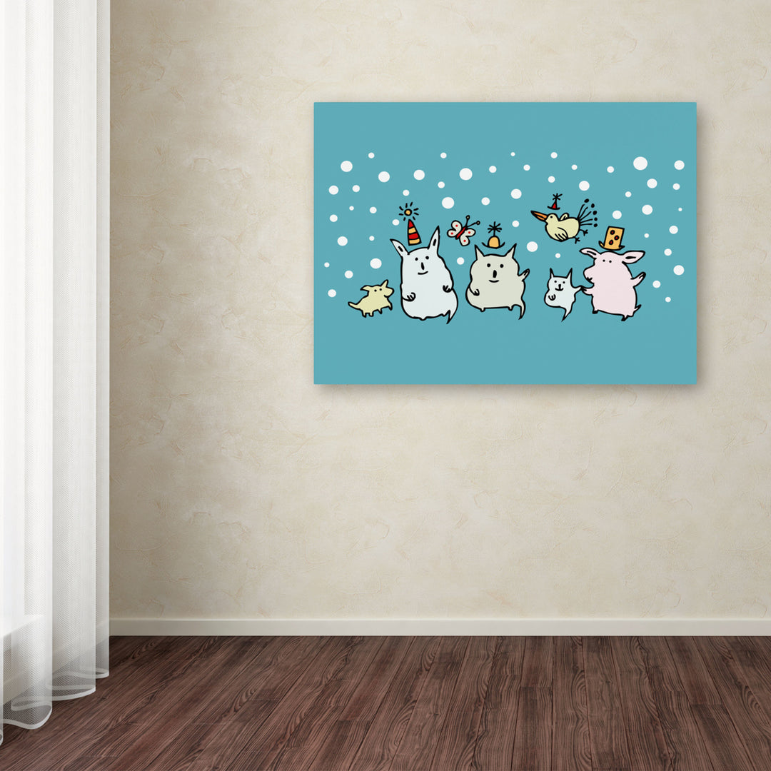 Carla Martell Christmas Creatures in Blue Canvas Art 18 x 24 Image 3