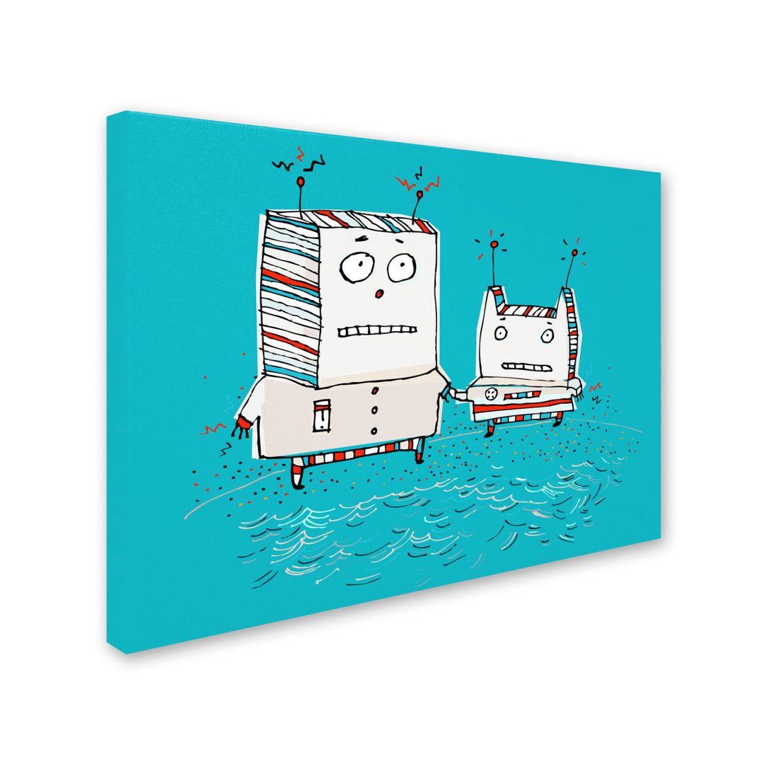 Carla Martell Robots on Beach Canvas Art 18 x 24 Image 2