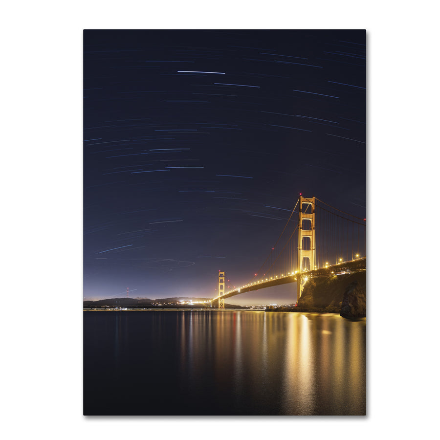 Moises Levy Golden Gate and Stars Canvas Art 18 x 24 Image 1