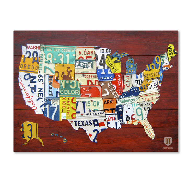 Design Turnpike License Plate Map USA Canvas Art 18 x 24 Image 1