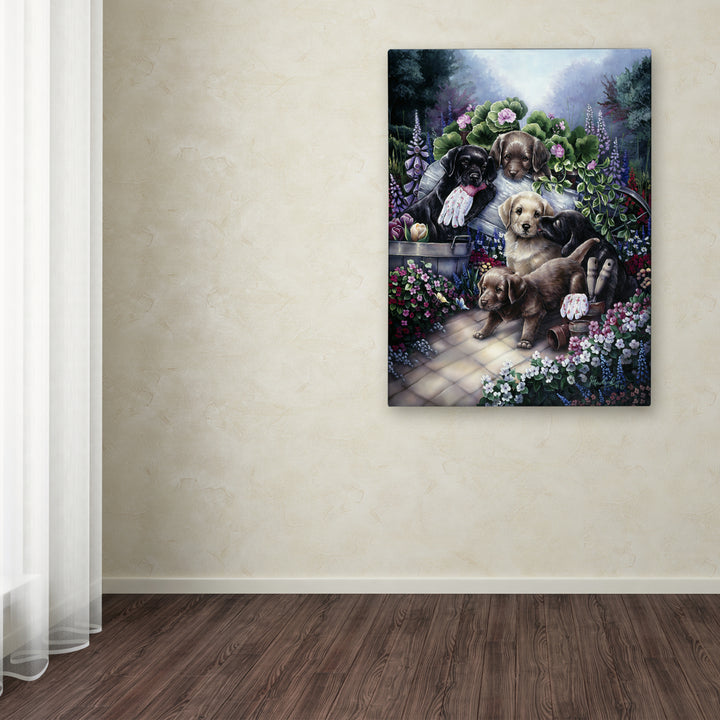 Jenny Newland Gardening Puppies Canvas Art 18 x 24 Image 3