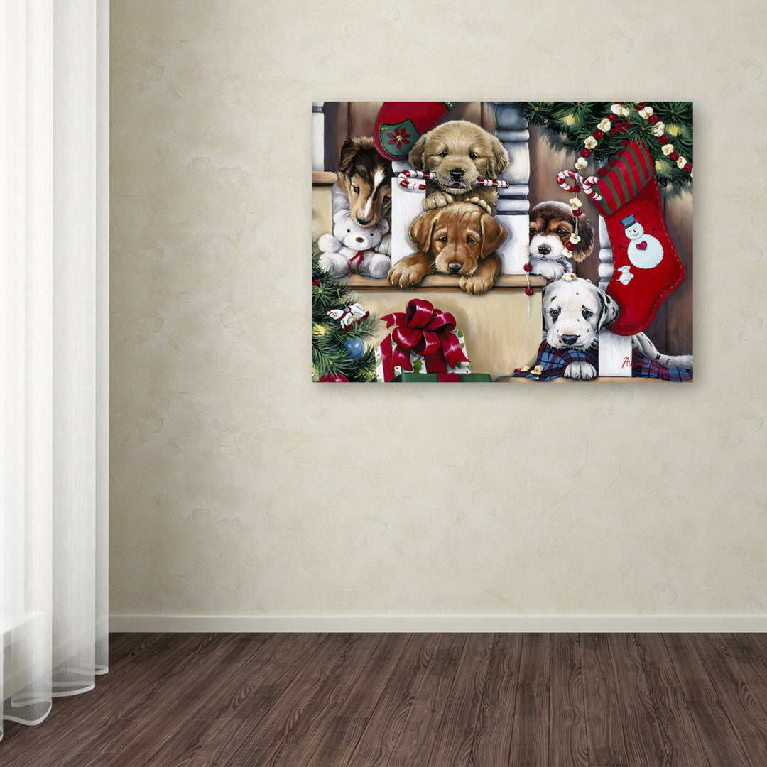 Jenny Newland Christmas Puppies On The Loose Canvas Art 18 x 24 Image 3