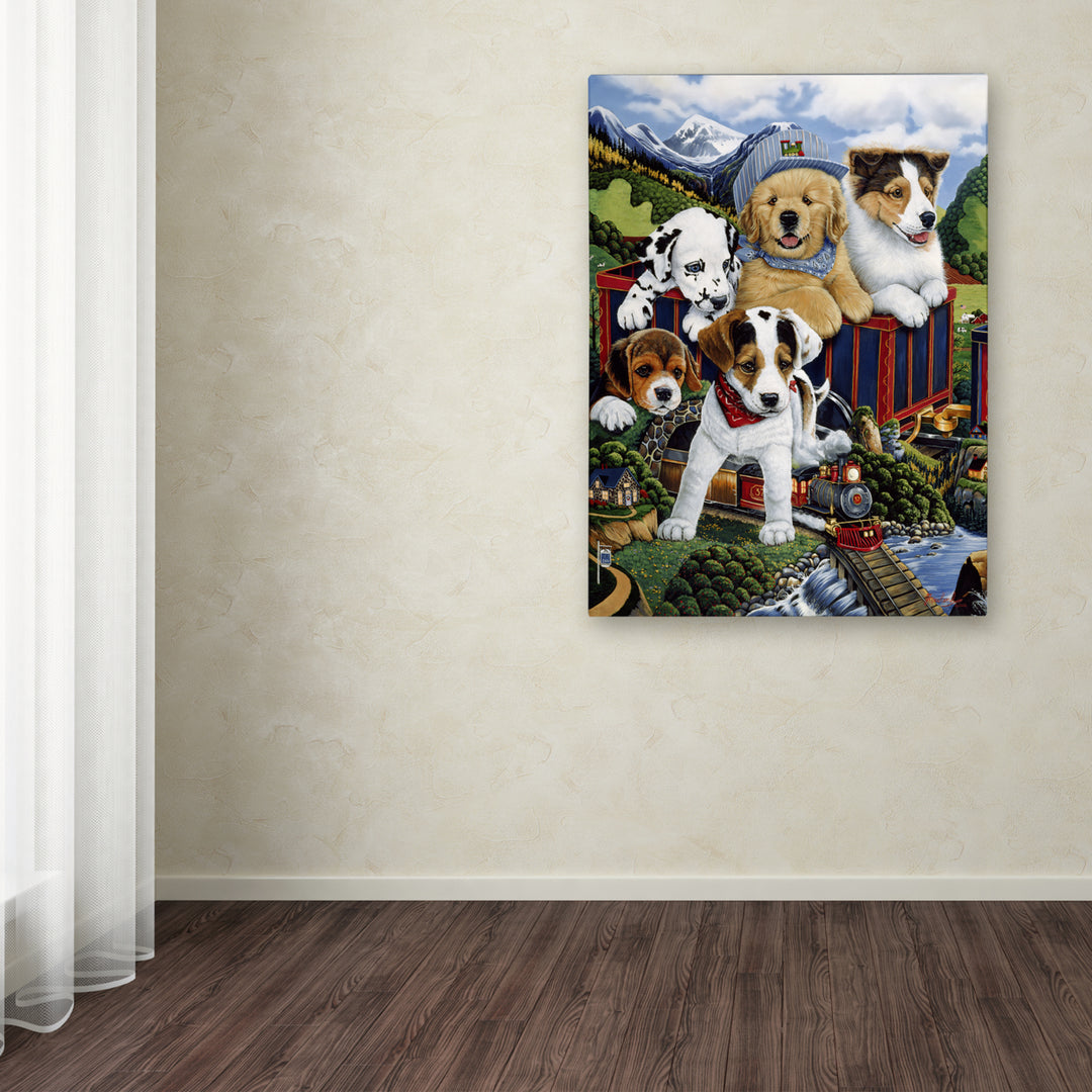 Jenny Newland Choo Choo Puppies Canvas Art 18 x 24 Image 3