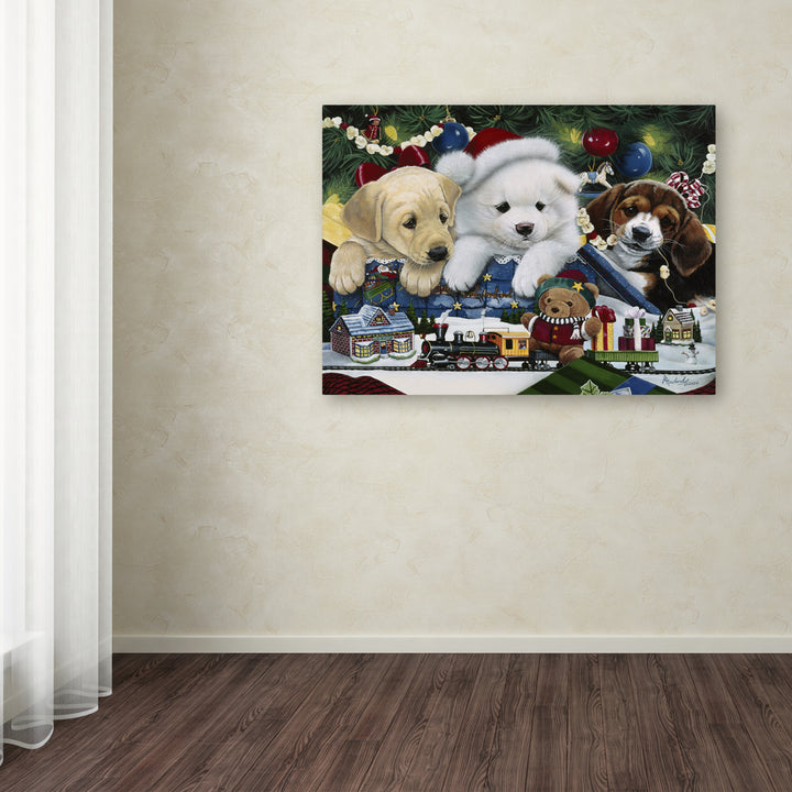 Jenny Newland Curious Christmas Pups Canvas Art 18 x 24 Image 3