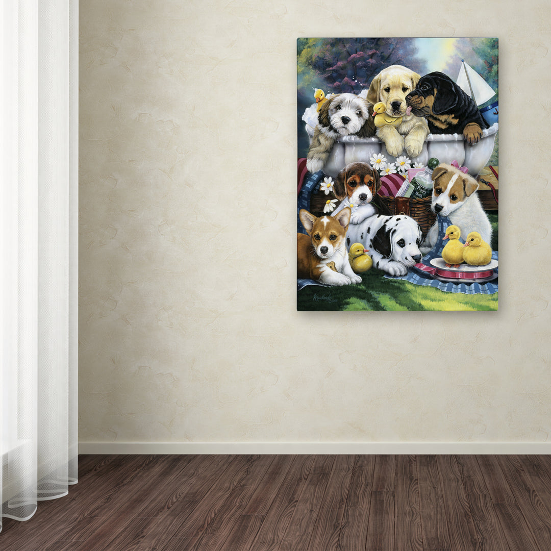 Jenny Newland Bath Time Pups Canvas Art 18 x 24 Image 3