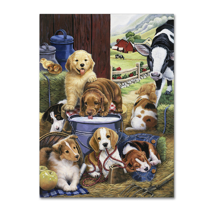 Jenny Newland Puppy Hayday Canvas Art 18 x 24 Image 1