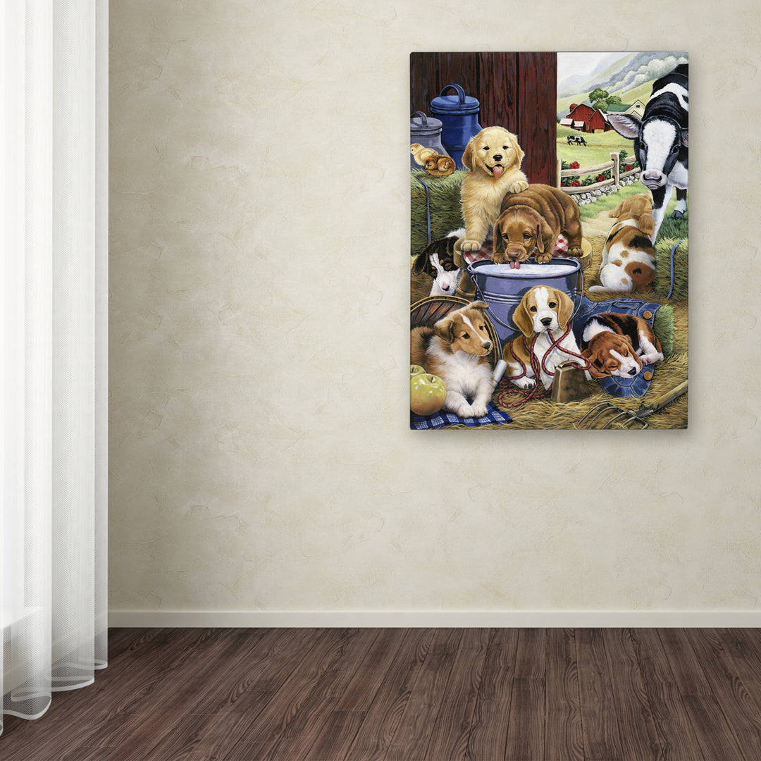 Jenny Newland Puppy Hayday Canvas Art 18 x 24 Image 3