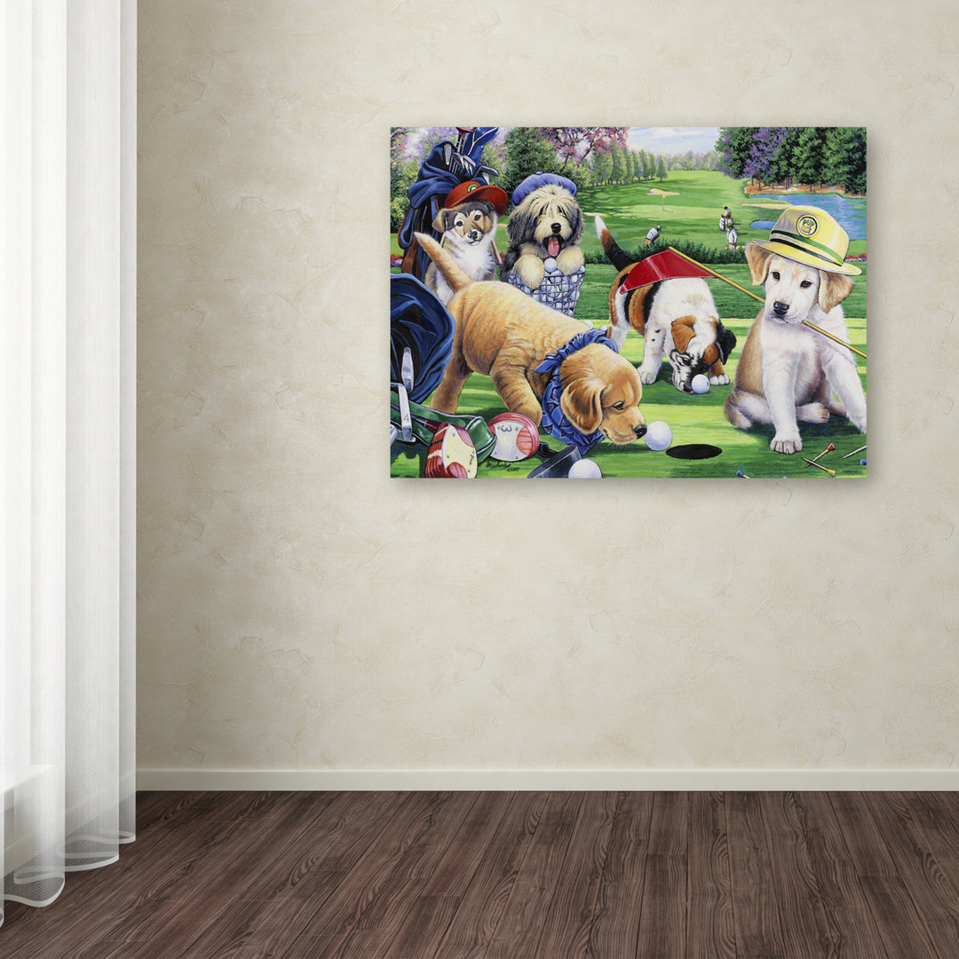 Jenny Newland Golfing Puppies Canvas Art 18 x 24 Image 3