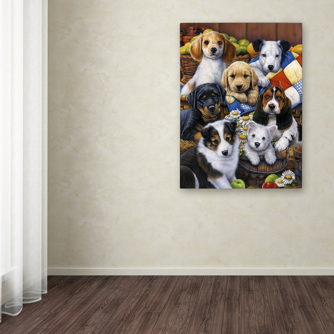 Jenny Newland Country Bumpkin Puppies Canvas Art 18 x 24 Image 3