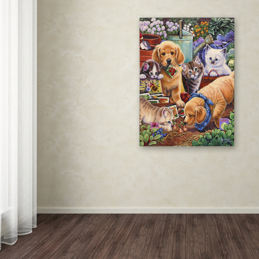 Jenny Newland Helpful Garden Paws Canvas Art 18 x 24 Image 3