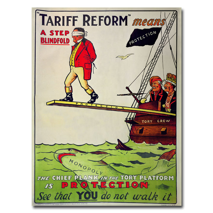 Tariff Reform Means a Step Blindfold 1910 Canvas Art 18 x 24 Image 1