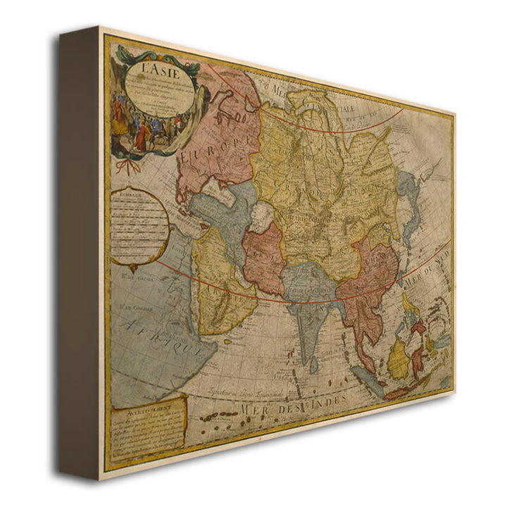 Paris Guillaume Delilse Map of Asia, 1700 Canvas Art 18 x 24 Image 3
