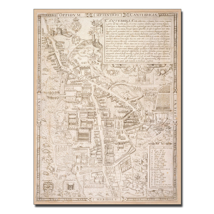Richard Lyne Map of Cambridge 1574 Canvas Art 18 x 24 Image 1