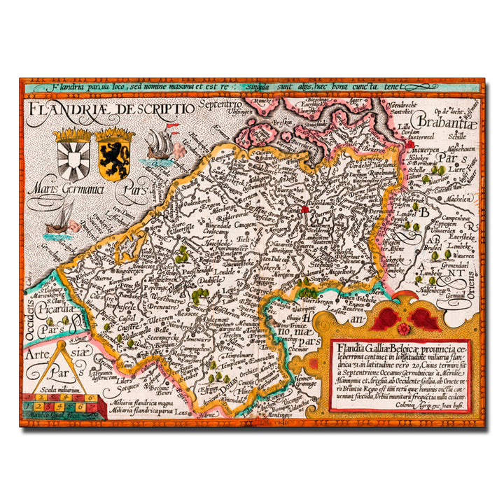 Johannes Bussemacher Map of Flanders Canvas Art 18 x 24 Image 1