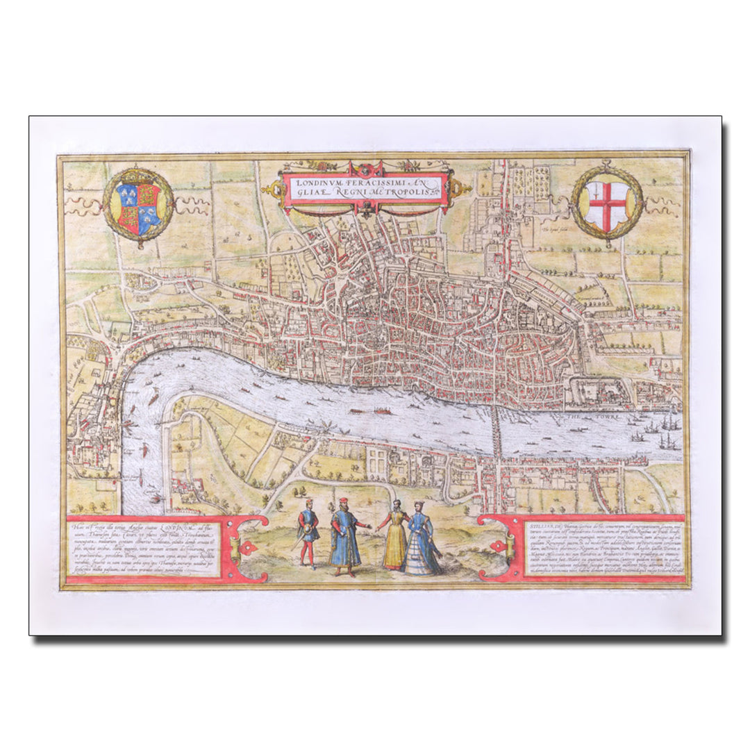 Map of London c. 1572 Canvas Art 18 x 24 Image 1