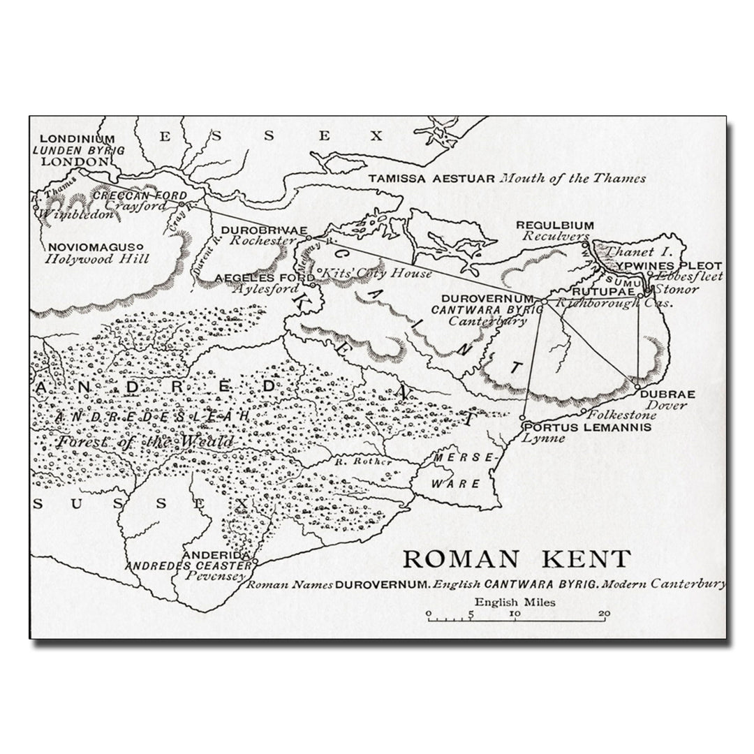 Map of Roman Kent England Canvas Art 18 x 24 Image 1
