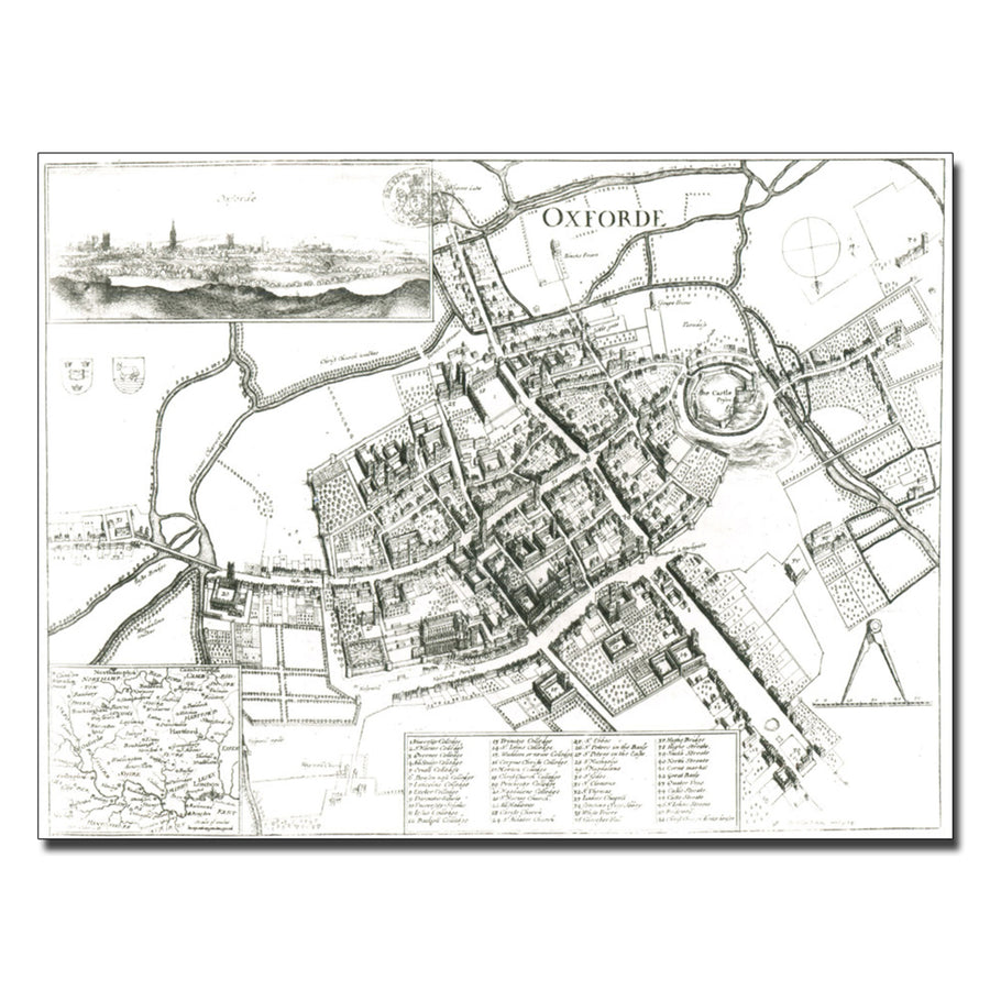 Wenceslaus Hollar Map of Oxford 1643 Canvas Art 18 x 24 Image 1
