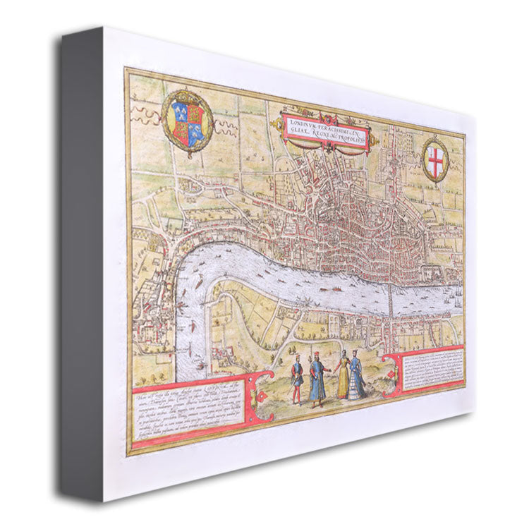 Map of London c. 1572 Canvas Art 18 x 24 Image 3