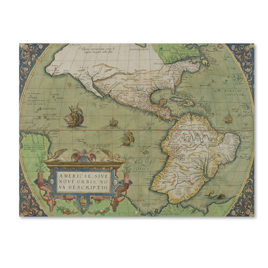 Map of North and South America 1570 Canvas Art 18 x 24 Image 1