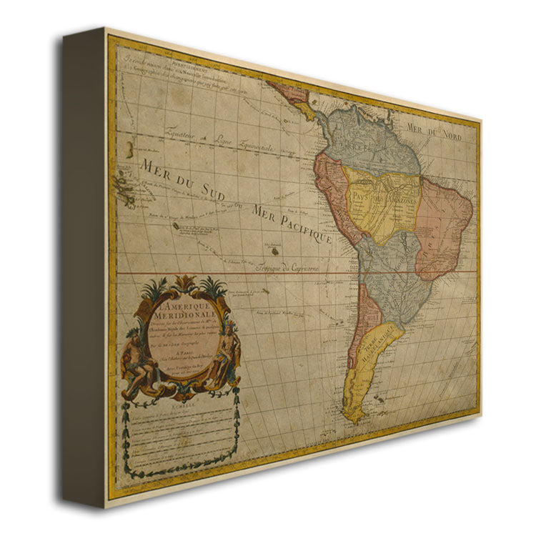 Guillaume Delisle Map of South America 1700 Canvas Art 18 x 24 Image 3