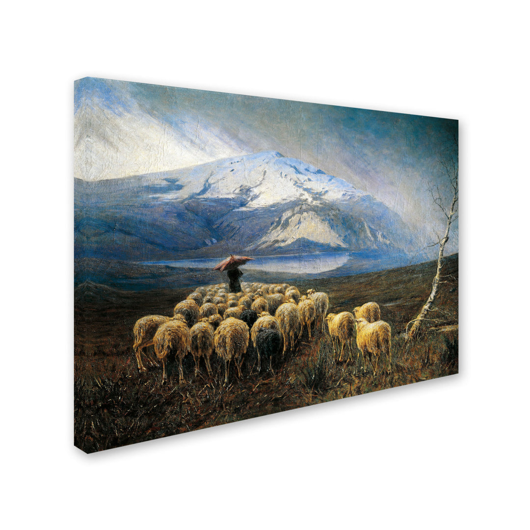 Achilles Tominetti Mountain Landscape with Rain Canvas Art 18 x 24 Image 2