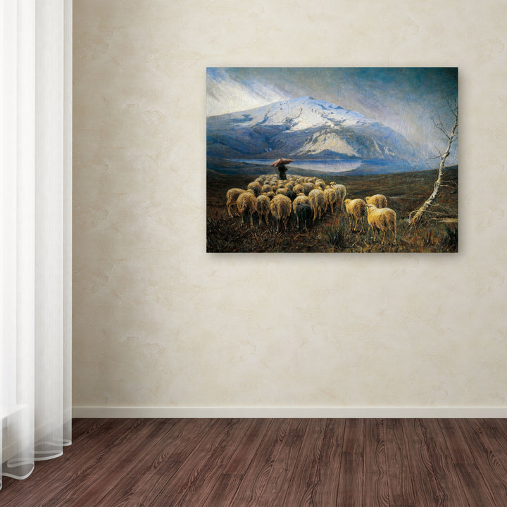 Achilles Tominetti Mountain Landscape with Rain Canvas Art 18 x 24 Image 3