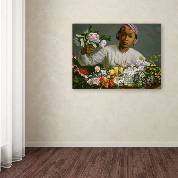 Jean Frederic Bazille Young Woman with Peonies Canvas Art 18 x 24 Image 3